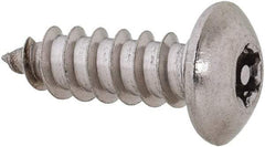 Value Collection - #8 Button Head Torx Sheet Metal Screw - Stainless Steel, 1/2" Length Under Head, Grade 18-8, T15 Drive - Apex Tool & Supply