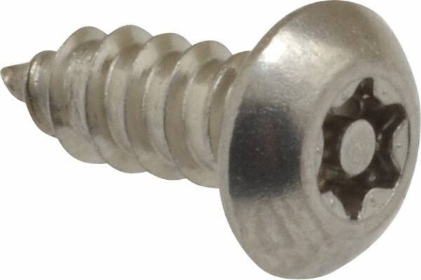 Value Collection - #10 Button Head Torx Sheet Metal Screw - Stainless Steel, 1/2" Length Under Head, Grade 18-8, T25 Drive - Apex Tool & Supply