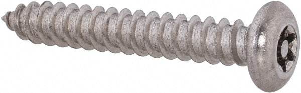 Value Collection - #10 Button Head Torx Sheet Metal Screw - Stainless Steel, 1-1/4" Length Under Head, Grade 18-8, T25 Drive - Apex Tool & Supply
