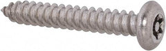 Value Collection - #10 Button Head Torx Sheet Metal Screw - Stainless Steel, 1-1/4" Length Under Head, Grade 18-8, T25 Drive - Apex Tool & Supply