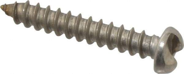 Made in USA - #8 Round Head Slotted Sheet Metal Screw - Stainless Steel, 1" Length Under Head, Grade 18-8 - Apex Tool & Supply