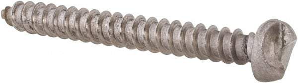 Made in USA - #8 Round Head Slotted Sheet Metal Screw - Stainless Steel, 1-1/2" Length Under Head, Grade 18-8 - Apex Tool & Supply