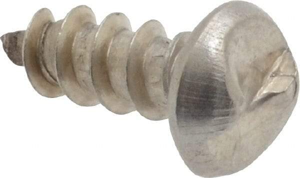 Made in USA - #10 Round Head Slotted Sheet Metal Screw - Stainless Steel, 1/2" Length Under Head, Grade 18-8 - Apex Tool & Supply