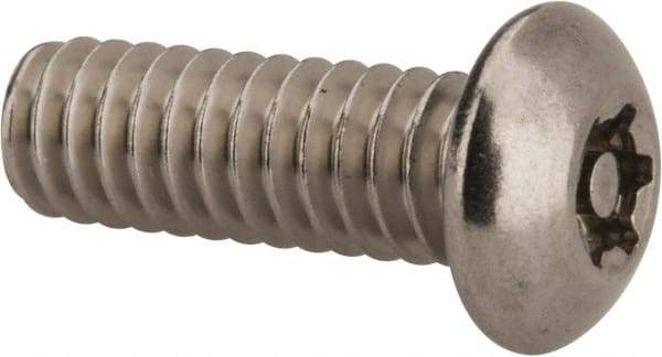 Made in USA - 1/4-20 UNC, 3/4" Length Under Head Torx Drive Machine Screw - Button Head, Grade 18-8 Stainless Steel, Uncoated, Without Washer - Apex Tool & Supply