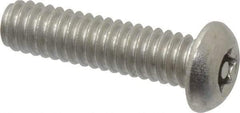 Made in USA - 1/4-20 UNC, 1" Length Under Head Torx Drive Machine Screw - Button Head, Grade 18-8 Stainless Steel, Uncoated, Without Washer - Apex Tool & Supply