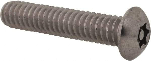 Made in USA - 1/4-20 UNC, 1-1/4" Length Under Head Torx Drive Machine Screw - Button Head, Grade 18-8 Stainless Steel, Uncoated, Without Washer - Apex Tool & Supply