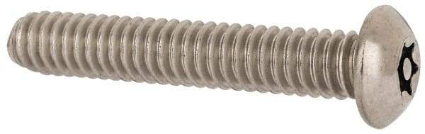 Made in USA - 1/4-20 UNC, 1-1/2" Length Under Head Torx Drive Machine Screw - Button Head, Grade 18-8 Stainless Steel, Uncoated, Without Washer - Apex Tool & Supply