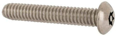 Made in USA - 1/4-20 UNC, 1-1/2" Length Under Head Torx Drive Machine Screw - Button Head, Grade 18-8 Stainless Steel, Uncoated, Without Washer - Apex Tool & Supply