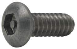 Made in USA - #10-24 UNC Pin In Hex Socket Drive, Button Screw - Grade 18-8 Stainless Steel, Uncoated, 3/8" Length Under Head - Apex Tool & Supply