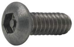 Made in USA - #10-24 UNC Pin In Hex Socket Drive, Button Screw - Grade 18-8 Stainless Steel, Uncoated, 3/8" Length Under Head - Apex Tool & Supply