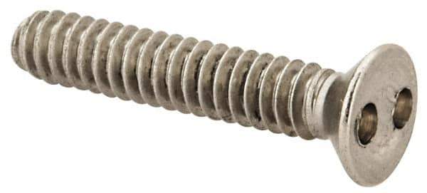 Made in USA - #6-32 UNC, 3/4" OAL Spanner Drive Machine Screw - Flat Head, Grade 18-8 Stainless Steel, Uncoated, Without Washer - Apex Tool & Supply