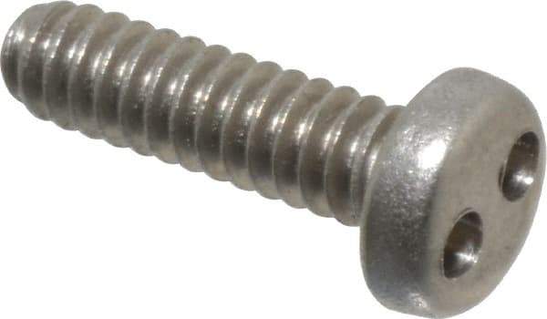 Made in USA - #6-32 UNC, 1/2" OAL Spanner Drive Machine Screw - Pan Head, Grade 18-8 Stainless Steel, Uncoated, Without Washer - Apex Tool & Supply