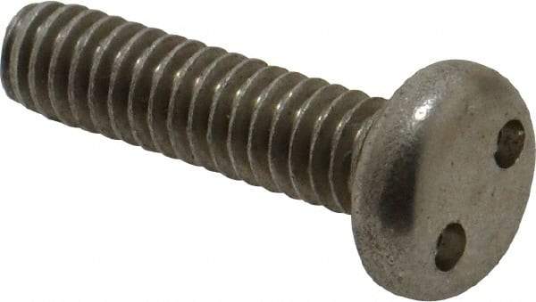 Made in USA - 1/4-20 UNC, 1" OAL Spanner Drive Machine Screw - Pan Head, Grade 18-8 Stainless Steel, Uncoated, Without Washer - Apex Tool & Supply