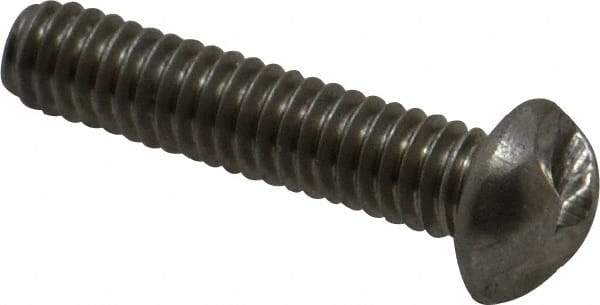 Made in USA - #8-32 UNC, 3/4" Length Under Head One Way Drive Machine Screw - Round Head, Grade 18-8 Stainless Steel, Uncoated, Without Washer - Apex Tool & Supply