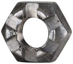 Value Collection - 1/4-28 UNF Grade 5 Steel Castle Locknut - 7/16" Width Across Flats, 9/32" High, Uncoated - Apex Tool & Supply