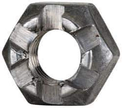 Value Collection - 1/4-28 UNF Grade 5 Steel Castle Locknut - 7/16" Width Across Flats, 9/32" High, Uncoated - Apex Tool & Supply