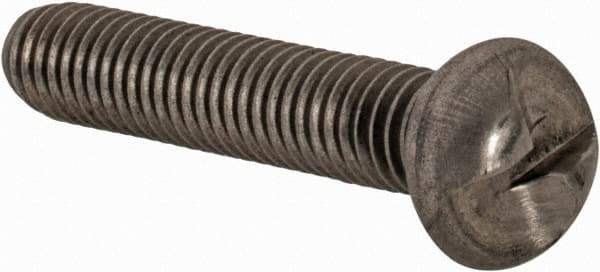 Made in USA - #10-32 UNF, 1" Length Under Head One Way Drive Machine Screw - Round Head, Grade 18-8 Stainless Steel, Uncoated, Without Washer - Apex Tool & Supply