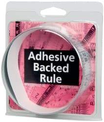 Made in USA - 3 Ft. Long x 1-1/4 Inch Wide, 1/16 Inch Graduation, Silver, Mylar Adhesive Tape Measure - Reads Left to Right, Horizontal Scale - Apex Tool & Supply