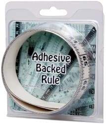 Made in USA - 6 Ft. Long x 1-1/4 Inch Wide, 1/16 Inch Graduation, Clear, Mylar Adhesive Tape Measure - Reads Left to Right, Horizontal Scale - Apex Tool & Supply