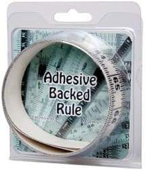 Made in USA - 6 Ft. Long x 1-1/4 Inch Wide, 1/16 Inch Graduation, Clear, Mylar Adhesive Tape Measure - Reads Left to Right, Horizontal Scale - Apex Tool & Supply