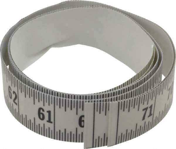 Made in USA - 6 Ft. Long x 1-1/4 Inch Wide, 1/16 Inch Graduation, Clear, Mylar Adhesive Tape Measure - Reads Right to Left, Horizontal Scale - Apex Tool & Supply
