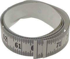 Made in USA - 6 Ft. Long x 1-1/4 Inch Wide, 1/16 Inch Graduation, Clear, Mylar Adhesive Tape Measure - Reads Right to Left, Horizontal Scale - Apex Tool & Supply
