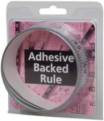 Made in USA - 6 Ft. Long x 1-1/4 Inch Wide, 1/16 Inch Graduation, Silver, Mylar Adhesive Tape Measure - Reads Left to Right, Horizontal Scale - Apex Tool & Supply