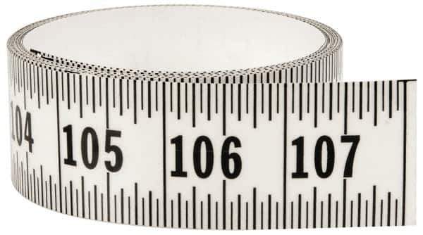 Made in USA - 9 Ft. Long x 1-1/4 Inch Wide, 1/16 Inch Graduation, Clear, Mylar Adhesive Tape Measure - Reads Left to Right, Horizontal Scale - Apex Tool & Supply