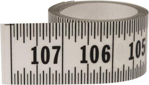 Made in USA - 9 Ft. Long x 1-1/4 Inch Wide, 1/16 Inch Graduation, Clear, Mylar Adhesive Tape Measure - Reads Right to Left, Horizontal Scale - Apex Tool & Supply