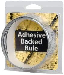 Made in USA - 9 Ft. Long x 1-1/4 Inch Wide, 1/16 Inch Graduation, Silver, Mylar Adhesive Tape Measure - Reads Right to Left, Horizontal Scale - Apex Tool & Supply