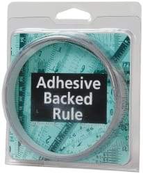 Made in USA - 12 Ft. Long x 1/2 Inch Wide, 1/16 Inch Graduation, Silver, Mylar Adhesive Tape Measure - Reads Right to Left, Horizontal Scale - Apex Tool & Supply