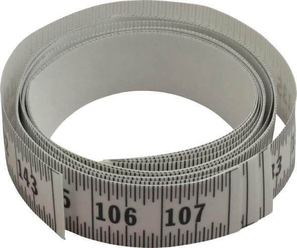 Made in USA - 12 Ft. Long x 1-1/4 Inch Wide, 1/16 Inch Graduation, Clear, Mylar Adhesive Tape Measure - Reads Left to Right, Horizontal Scale - Apex Tool & Supply