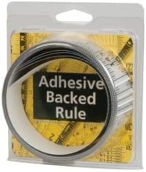 Made in USA - 12 Ft. Long x 1-1/4 Inch Wide, 1/16 Inch Graduation, Silver, Mylar Adhesive Tape Measure - Reads Right to Left, Horizontal Scale - Apex Tool & Supply