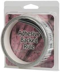 Made in USA - 18 Ft. Long x 1 Inch Wide, 1/16 Inch Graduation, Silver, Mylar Adhesive Tape Measure - Reads Left to Right, Horizontal Scale - Apex Tool & Supply