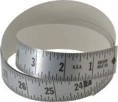 Made in USA - 18 Ft. Long x 1 Inch Wide, 1/16 Inch Graduation, Silver, Mylar Adhesive Tape Measure - Reads Right to Left, Horizontal Scale - Apex Tool & Supply
