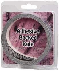 Made in USA - 30 Ft. Long x 1/2 Inch Wide, 1/16 Inch Graduation, Silver, Mylar Adhesive Tape Measure - Reads Left to Right, Horizontal Scale - Apex Tool & Supply