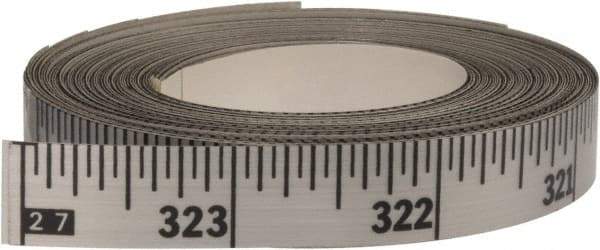Made in USA - 30 Ft. Long x 1/2 Inch Wide, 1/16 Inch Graduation, Silver, Mylar Adhesive Tape Measure - Reads Right to Left, Horizontal Scale - Apex Tool & Supply