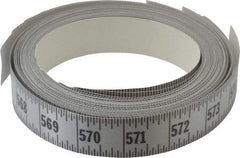 Made in USA - 48 Ft. Long x 1 Inch Wide, 1/16 Inch Graduation, Silver, Mylar Adhesive Tape Measure - Reads Left to Right, Horizontal Scale - Apex Tool & Supply