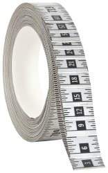 Made in USA - 60 Ft. Long x 1 Inch Wide, 1/16 Inch Graduation, Silver, Mylar Adhesive Tape Measure - Reads Right to Left, Horizontal Scale - Apex Tool & Supply