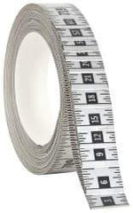 Made in USA - 60 Ft. Long x 1 Inch Wide, 1/16 Inch Graduation, Silver, Mylar Adhesive Tape Measure - Reads Right to Left, Horizontal Scale - Apex Tool & Supply