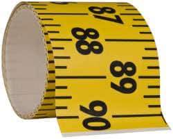 Made in USA - 7.5 Ft. Long x 3 Inch Wide, 1/4 Inch Graduation, Yellow, Mylar Adhesive Tape Measure - Reads Left to Right, Horizontal Scale - Apex Tool & Supply