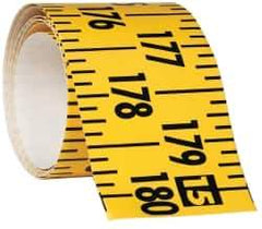 Made in USA - 15 Ft. Long x 3 Inch Wide, 1/4 Inch Graduation, Yellow, Mylar Adhesive Tape Measure - Reads Left to Right, Horizontal Scale - Apex Tool & Supply