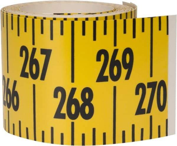 Made in USA - 22.5 Ft. Long x 3 Inch Wide, 1/4 Inch Graduation, Yellow, Mylar Adhesive Tape Measure - Reads Left to Right, Horizontal Scale - Apex Tool & Supply