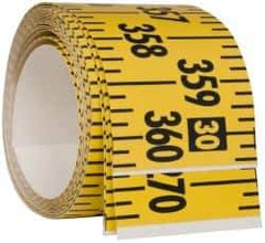 Made in USA - 30 Ft. Long x 3 Inch Wide, 1/4 Inch Graduation, Yellow, Mylar Adhesive Tape Measure - Reads Left to Right, Horizontal Scale - Apex Tool & Supply