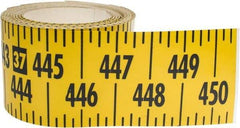 Made in USA - 45 Ft. Long x 3 Inch Wide, 1/4 Inch Graduation, Yellow, Mylar Adhesive Tape Measure - Reads Left to Right, Horizontal Scale - Apex Tool & Supply