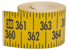 Made in USA - 60 Ft. Long x 3 Inch Wide, 1/4 Inch Graduation, Yellow, Mylar Adhesive Tape Measure - Reads Left to Right, Horizontal Scale - Apex Tool & Supply