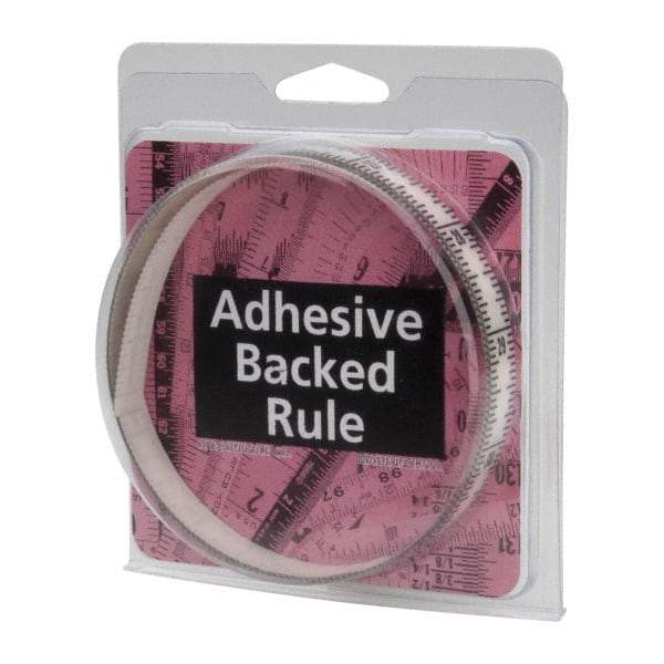 Made in USA - 3 Ft. Long x 1/2 Inch Wide, 1/16 Inch Graduation, Clear, Mylar Adhesive Tape Measure - Reads Top to Bottom, Vertical Rules - Apex Tool & Supply