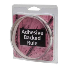 Made in USA - 3 Ft. Long x 1/2 Inch Wide, 1/16 Inch Graduation, Clear, Mylar Adhesive Tape Measure - Reads Top to Bottom, Vertical Rules - Apex Tool & Supply