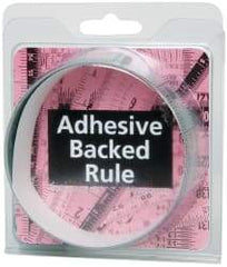 Made in USA - 3 Ft. Long x 1-1/4 Inch Wide, 1/16 Inch Graduation, Silver, Mylar Adhesive Tape Measure - Reads Top to Bottom, Vertical Rules - Apex Tool & Supply