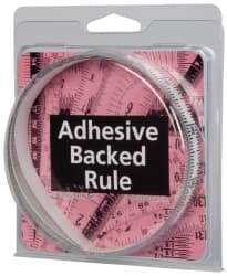 Made in USA - 6 Ft. Long x 1/2 Inch Wide, 1/16 Inch Graduation, Clear, Mylar Adhesive Tape Measure - Reads Bottom to Top, Vertical Rules - Apex Tool & Supply